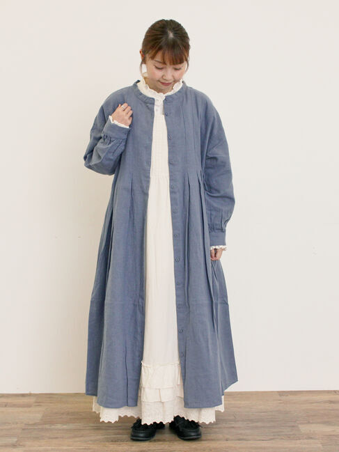 Samansa Mos2「【Cross&times;Linen】タックワンピース《S/Mサイズ》」|ワンピース|ブルー