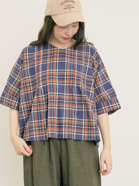 Samansa Mos2「◎チェック柄前後2WAYブラウス」|シャツ・ブラウス|オレンジ