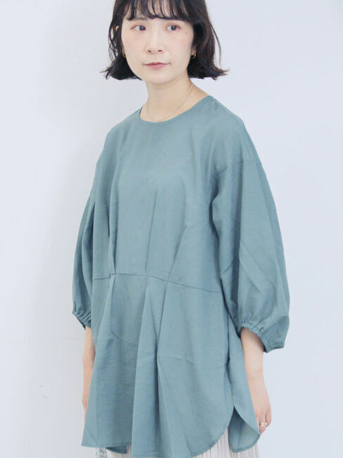 Samansa Mos2 blue「タックブラウス」|シャツ・ブラウス|