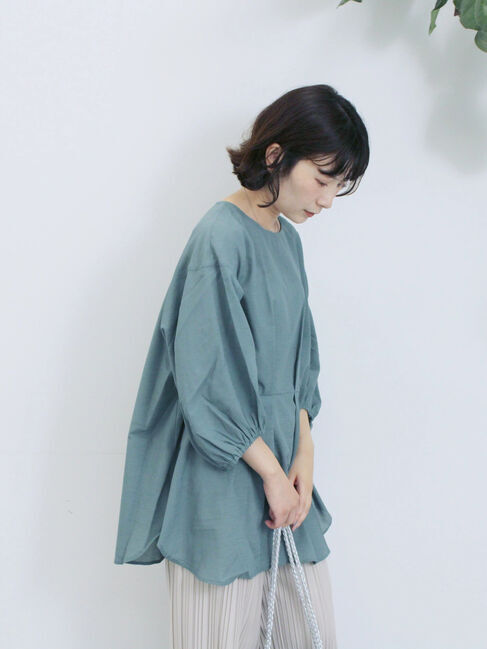 Samansa Mos2 blue「タックブラウス」|シャツ・ブラウス|