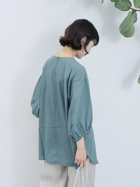 Samansa Mos2 blue「タックブラウス」|シャツ・ブラウス|