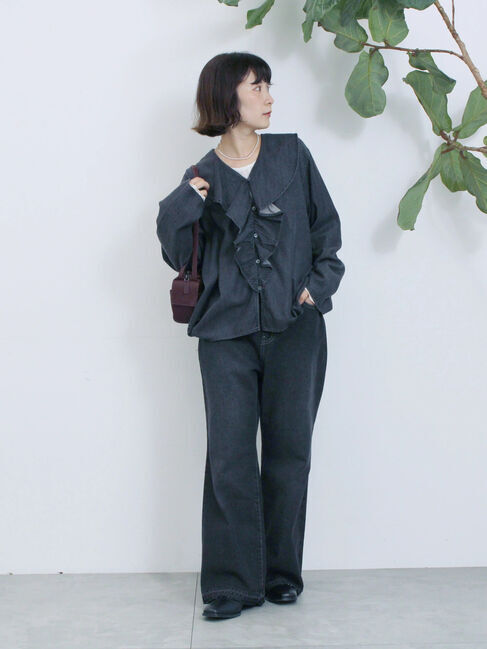 Samansa Mos2 blue「【ECO DENIM 】 フレアパンツ」|その他|