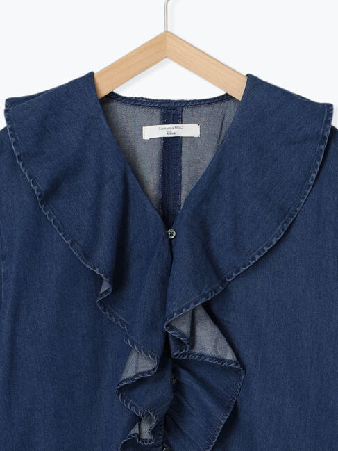 Samansa Mos2 blue「【ECO DENIM 】フリルブラウス」|シャツ・ブラウス|