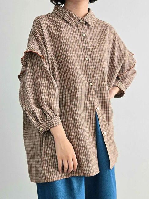 SM2「肩フリル切替シャツ」|シャツ・ブラウス|オレンジ