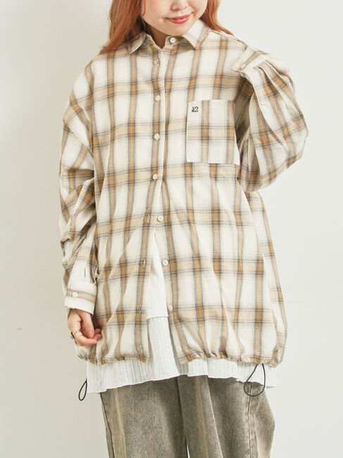 SM2「オンブレチェック裾ドロストシャツ」|シャツ・ブラウス|イエロー