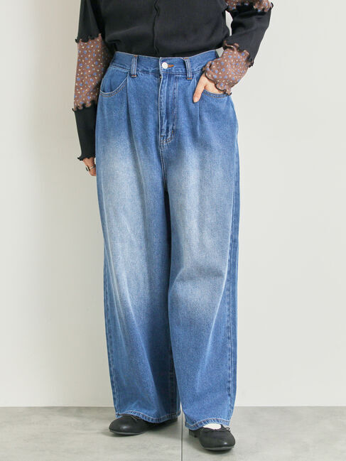 SM2「オーバーダイデニムタックパンツ」|その他|ネイビー