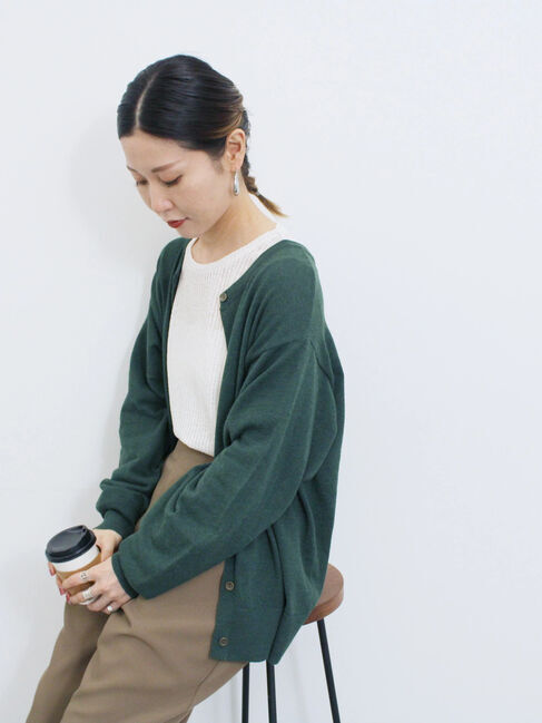 Samansa Mos2 blue「マルチスタイル前後2wayクルーネックカーディガン」|カーディガン|