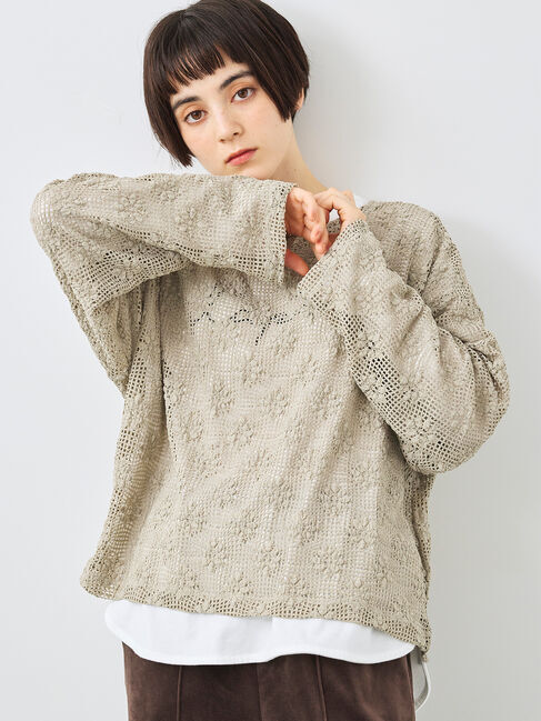 SM2「透かし柄ふくれジャカードプルオーバー」|Tシャツ・カットソー|グレー