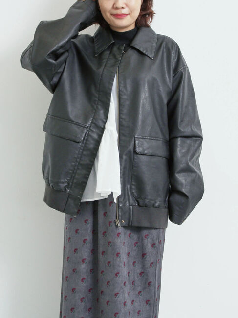 SM2「フェイクレザーブルゾン」|ブルゾン・スタジャン|ブラック