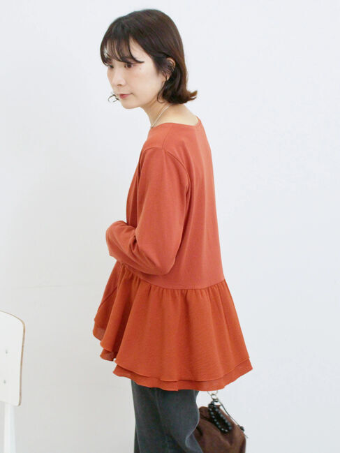 Samansa Mos2 blue「ペプラムドッキングカットソー」|Tシャツ・カットソー|