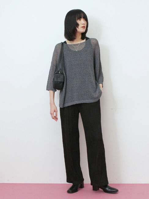 Samansa Mos2 blue「ウェーブカットパンツ」|その他|