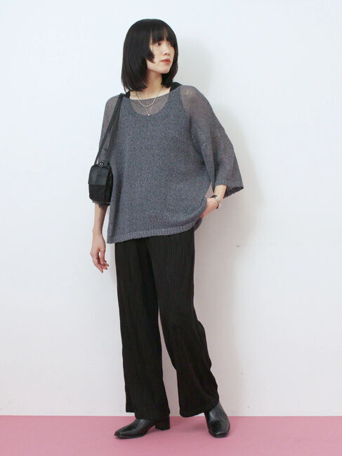 Samansa Mos2 blue「ウェーブカットパンツ」|その他|