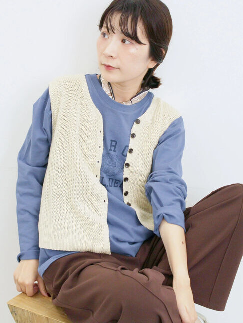 Samansa Mos2 blue「バンダナ付きニットベスト」|ニット・セーター|