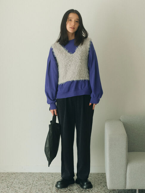 Samansa Mos2 blue「ポンチ袖タックプルオーバー」|Tシャツ・カットソー|