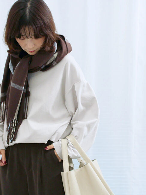 Samansa Mos2 blue「ポンチ袖タックプルオーバー」|Tシャツ・カットソー|