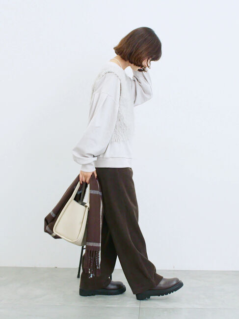 Samansa Mos2 blue「ポンチ袖タックプルオーバー」|Tシャツ・カットソー|