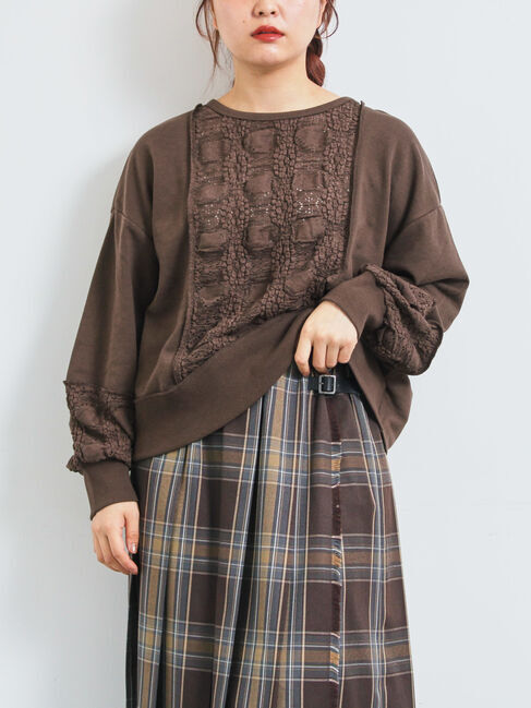 SM2「レース切替裏毛プルオーバー」|Tシャツ・カットソー|