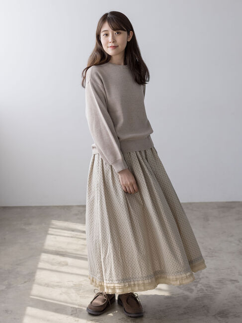 Samansa Mos2「【ゆべし&times;Samansa Mos2】裾フリルギャザースカート」|スカート|ベージュ