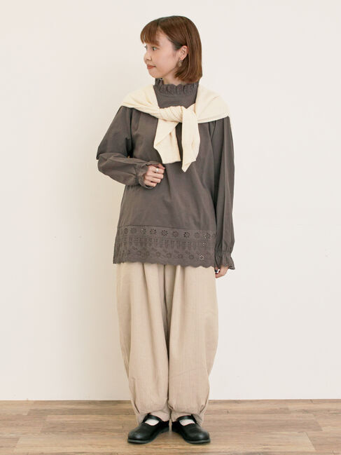 Samansa Mos2「刺繍入りパフスリーブカーディガン」|カーディガン|