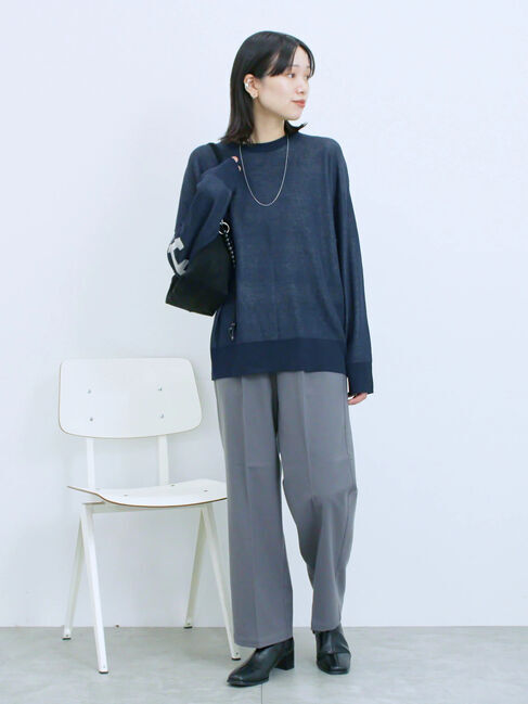 Samansa Mos2 blue「アソートロゴジャガードニットプルオーバー」|ニット・セーター|