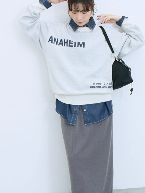 Samansa Mos2 blue「アソートロゴジャガードニットプルオーバー」|ニット・セーター|