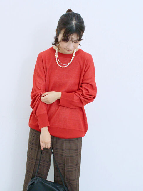 Samansa Mos2 blue「アソートロゴジャガードニットプルオーバー」|ニット・セーター|