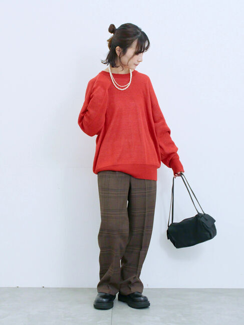 Samansa Mos2 blue「アソートロゴジャガードニットプルオーバー」|ニット・セーター|