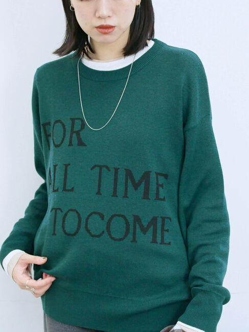 Samansa Mos2 blue「アソートロゴジャガードニットプルオーバー」|ニット・セーター|