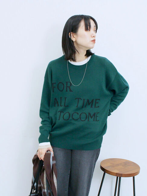 Samansa Mos2 blue「アソートロゴジャガードニットプルオーバー」|ニット・セーター|