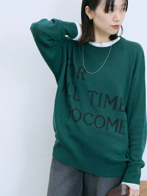 Samansa Mos2 blue「アソートロゴジャガードニットプルオーバー」|ニット・セーター|