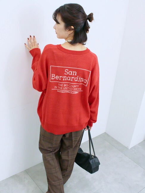 Samansa Mos2 blue「アソートロゴジャガードニットプルオーバー」|ニット・セーター|