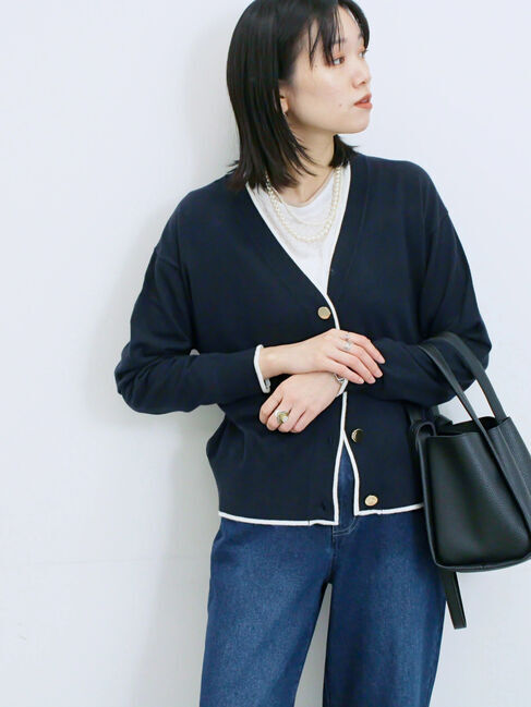 Samansa Mos2 blue「レイヤード風ロンT」|Tシャツ・カットソー|