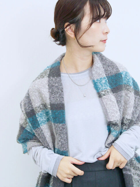 Samansa Mos2 blue「レイヤード風ロンT」|Tシャツ・カットソー|