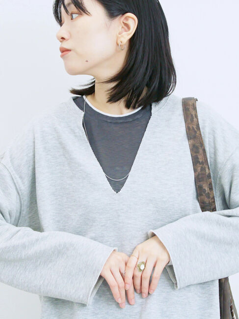 Samansa Mos2 blue「レイヤード風ロンT」|Tシャツ・カットソー|