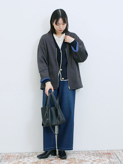 Samansa Mos2 blue「レイヤード風ロンT」|Tシャツ・カットソー|