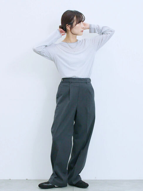 Samansa Mos2 blue「レイヤード風ロンT」|Tシャツ・カットソー|