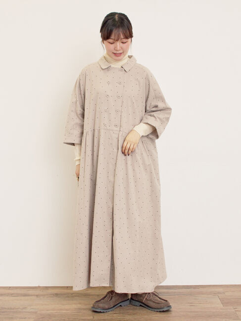 Samansa Mos2「【S/Mサイズ】ドルマンスリーブギャザーワンピース」|ワンピース|ベージュ