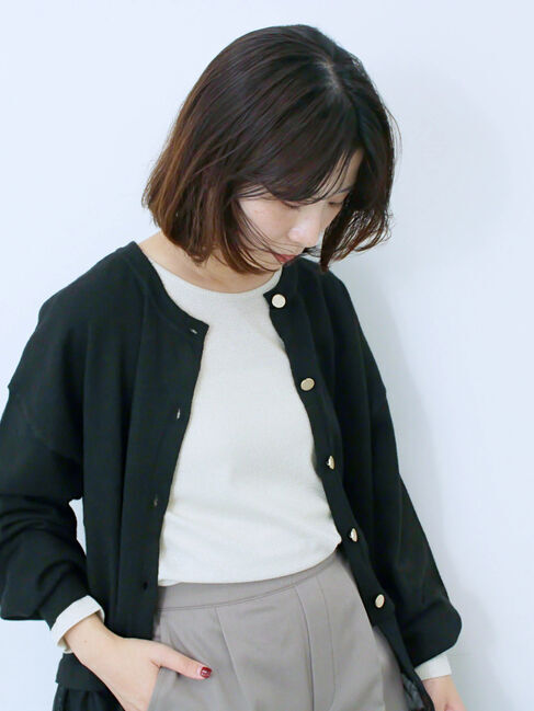 Samansa Mos2 blue「ラメリブプルオーバー」|Tシャツ・カットソー|