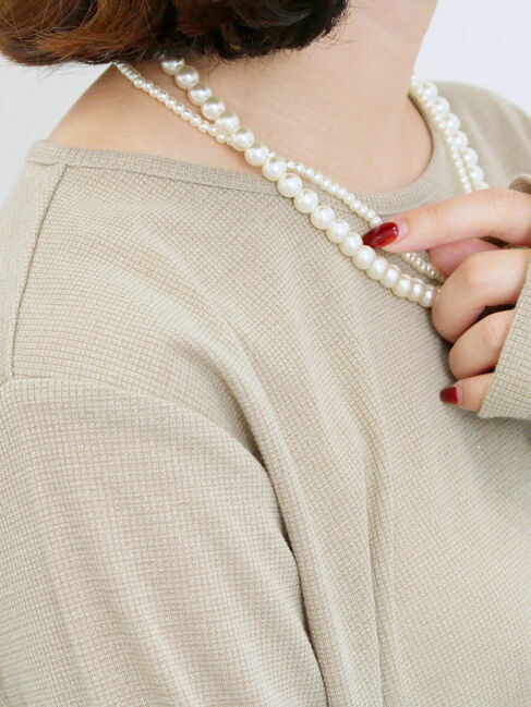 Samansa Mos2 blue「ラメリブプルオーバー」|Tシャツ・カットソー|