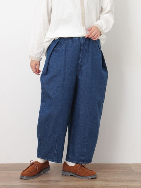 Samansa Mos2「【M/Lサイズ】サイド深タックバレルパンツ」|その他|ブルー