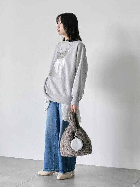 Samansa Mos2 blue「◎箔プリントスウェット」|Tシャツ・カットソー|