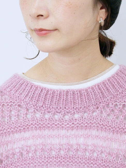 Samansa Mos2 blue「透かし柄ニットプルオーバー」|ニット・セーター|