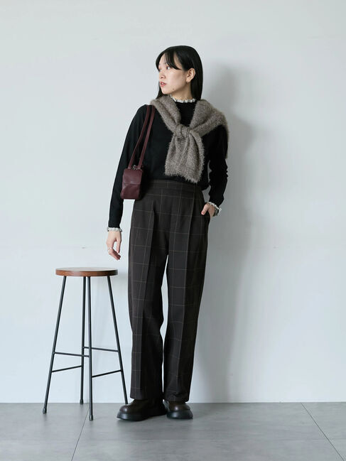 Samansa Mos2 blue「配色フリル衿ニットプルオーバー」|ニット・セーター|