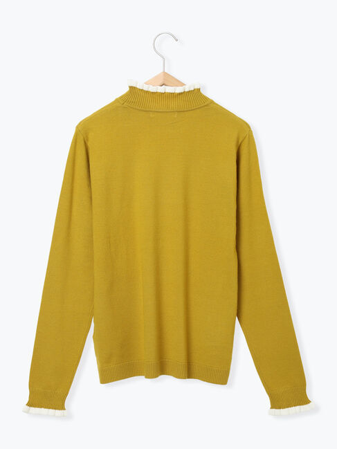 Samansa Mos2 blue「配色フリル衿ニットプルオーバー」|ニット・セーター|