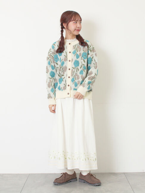 Samansa Mos2「ループ花柄ジャガードニットカーディガン」|カーディガン|