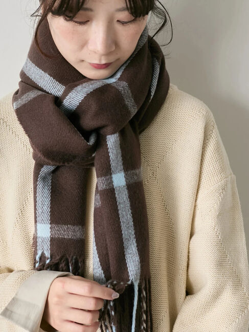 Samansa Mos2 blue「チェックマフラー」|その他|