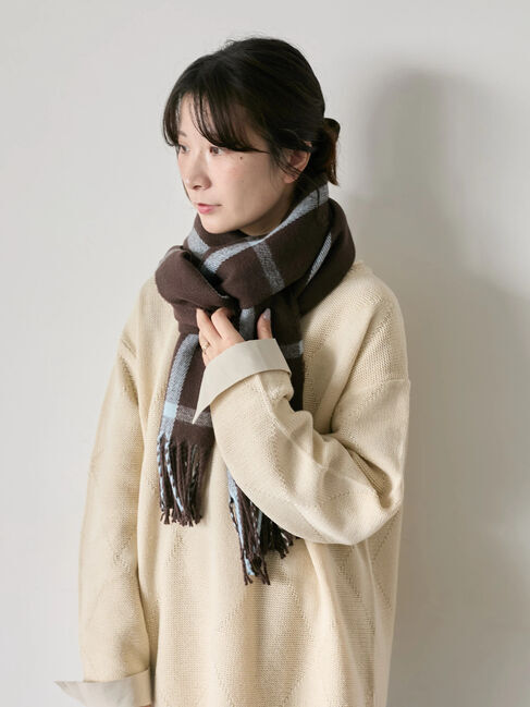 Samansa Mos2 blue「チェックマフラー」|その他|