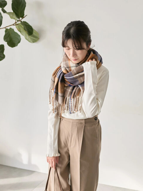 Samansa Mos2 blue「チェックマフラー」|その他|