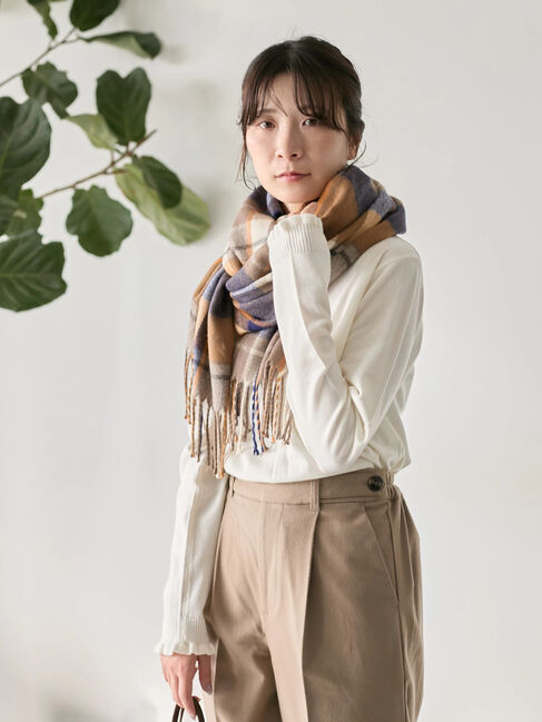 Samansa Mos2 blue「チェックマフラー」|その他|