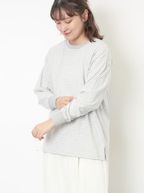 Samansa Mos2「天竺ベーシックロンT」|Tシャツ・カットソー|グレー